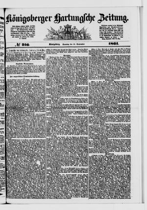 Königsberger Hartungsche Zeitung vom 15.09.1861
