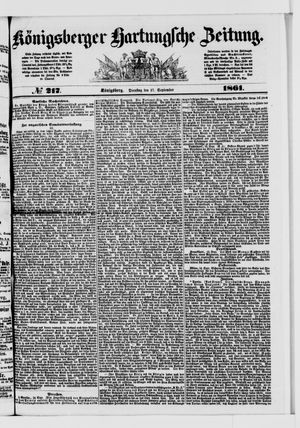 Königsberger Hartungsche Zeitung on Sep 17, 1861