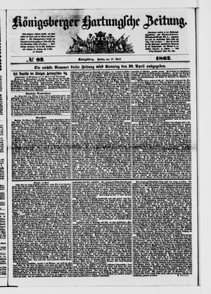 Königsberger Hartungsche Zeitung vom 18.04.1862