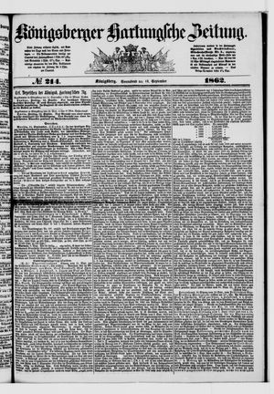 Königsberger Hartungsche Zeitung vom 13.09.1862
