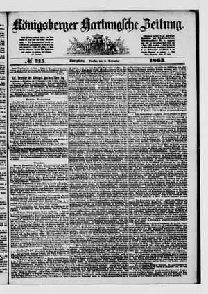 Königsberger Hartungsche Zeitung on Sep 15, 1863