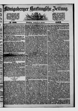 Königsberger Hartungsche Zeitung on Sep 20, 1863