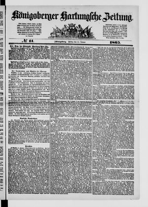 Königsberger Hartungsche Zeitung vom 13.01.1865
