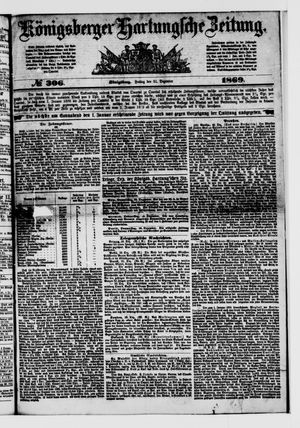 Königsberger Hartungsche Zeitung vom 31.12.1869