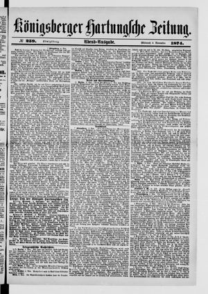 Königsberger Hartungsche Zeitung vom 04.11.1874
