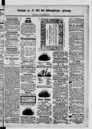 Königsberger Hartungsche Zeitung vom 12.11.1874