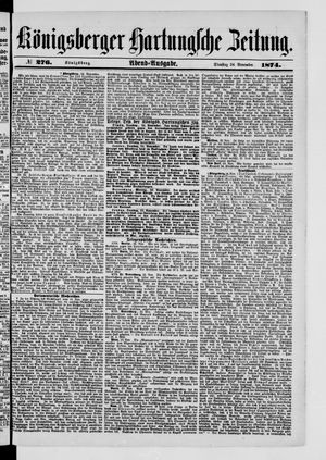 Königsberger Hartungsche Zeitung vom 24.11.1874