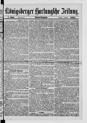 Königsberger Hartungsche Zeitung vom 01.12.1874
