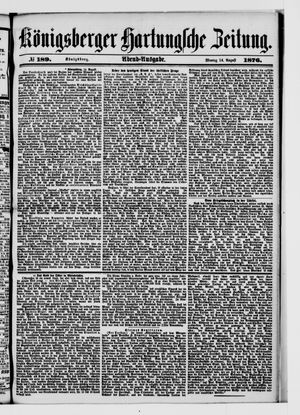 Königsberger Hartungsche Zeitung vom 14.08.1876