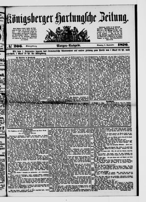 Königsberger Hartungsche Zeitung on Sep 3, 1876