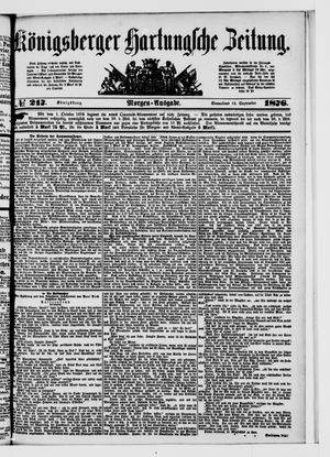 Königsberger Hartungsche Zeitung on Sep 16, 1876