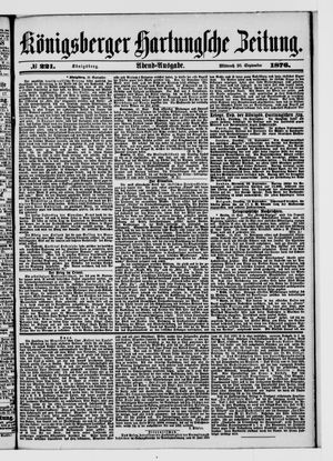 Königsberger Hartungsche Zeitung on Sep 20, 1876