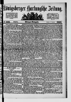 Königsberger Hartungsche Zeitung on Sep 15, 1878