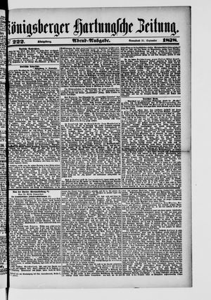 Königsberger Hartungsche Zeitung on Sep 21, 1878