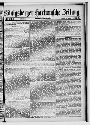 Königsberger Hartungsche Zeitung on Aug 20, 1879