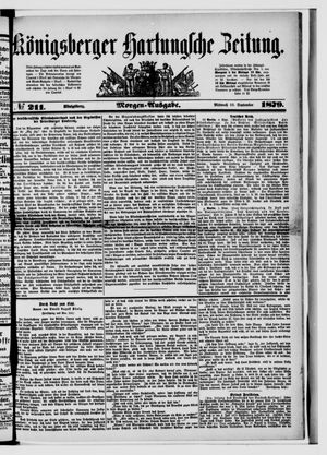 Königsberger Hartungsche Zeitung vom 10.09.1879
