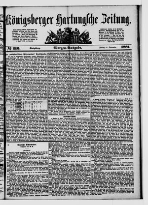 Königsberger Hartungsche Zeitung on Sep 16, 1881