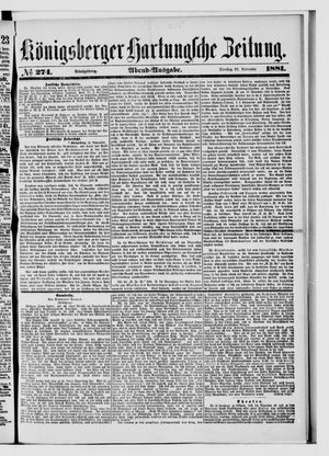 Königsberger Hartungsche Zeitung vom 22.11.1881