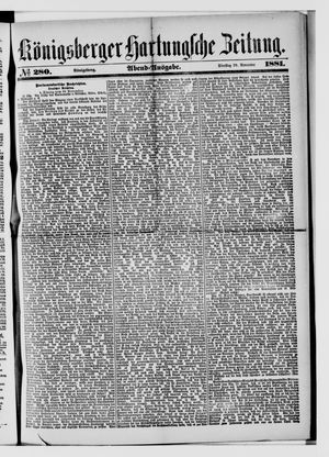 Königsberger Hartungsche Zeitung vom 29.11.1881