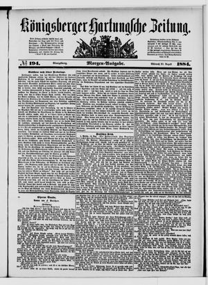 Königsberger Hartungsche Zeitung on Aug 20, 1884