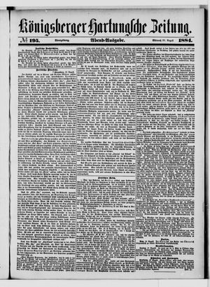 Königsberger Hartungsche Zeitung on Aug 20, 1884