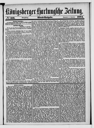 Königsberger Hartungsche Zeitung vom 13.09.1884