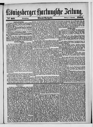 Königsberger Hartungsche Zeitung vom 15.09.1884