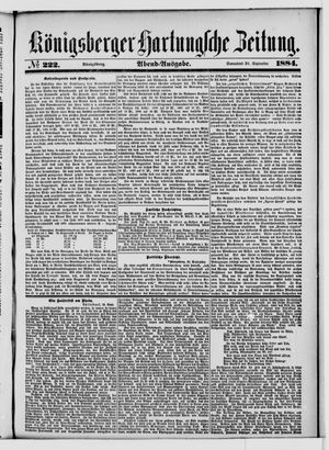 Königsberger Hartungsche Zeitung vom 20.09.1884