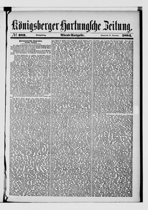 Königsberger Hartungsche Zeitung vom 29.11.1884
