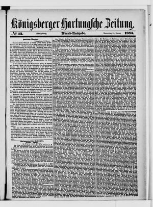 Königsberger Hartungsche Zeitung vom 15.01.1885