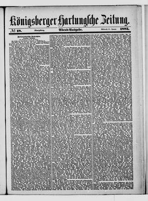 Königsberger Hartungsche Zeitung vom 21.01.1885