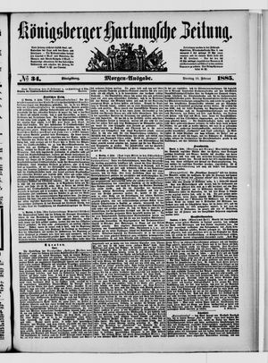 Königsberger Hartungsche Zeitung vom 10.02.1885