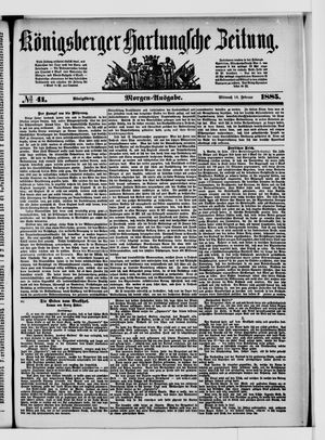 Königsberger Hartungsche Zeitung vom 18.02.1885