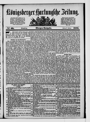 Königsberger Hartungsche Zeitung vom 27.02.1885