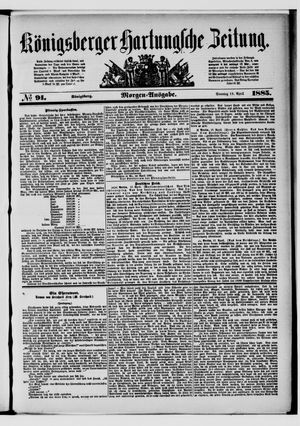 Königsberger Hartungsche Zeitung on Apr 19, 1885