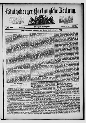Königsberger Hartungsche Zeitung on May 14, 1885