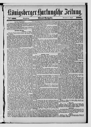 Königsberger Hartungsche Zeitung vom 15.08.1885