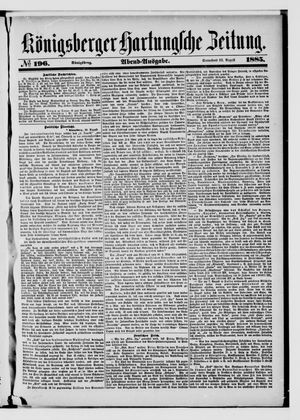 Königsberger Hartungsche Zeitung vom 22.08.1885