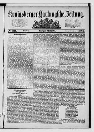 Königsberger Hartungsche Zeitung vom 13.09.1885