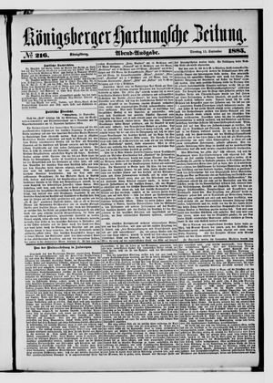 Königsberger Hartungsche Zeitung vom 15.09.1885