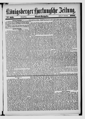 Königsberger Hartungsche Zeitung vom 18.09.1885