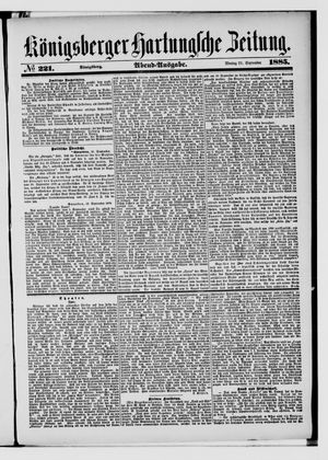 Königsberger Hartungsche Zeitung vom 21.09.1885