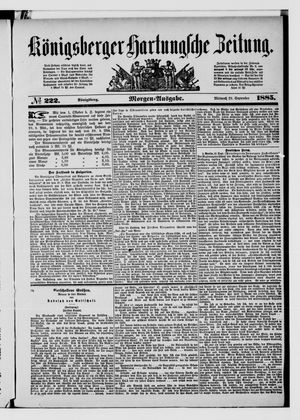 Königsberger Hartungsche Zeitung vom 23.09.1885