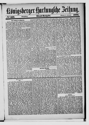 Königsberger Hartungsche Zeitung vom 23.09.1885