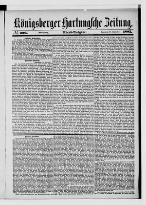 Königsberger Hartungsche Zeitung vom 26.09.1885