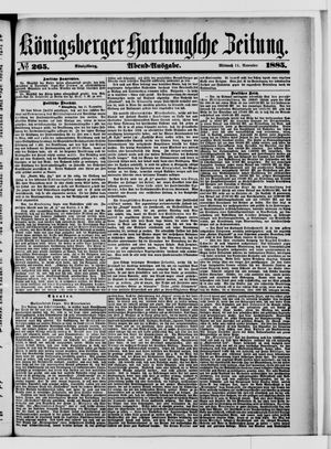 Königsberger Hartungsche Zeitung vom 11.11.1885