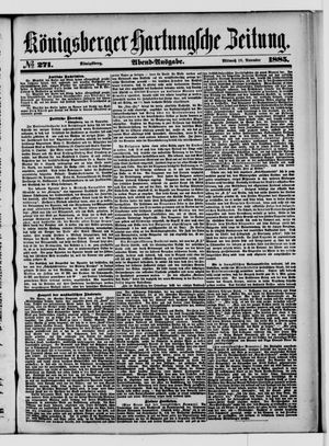 Königsberger Hartungsche Zeitung vom 18.11.1885