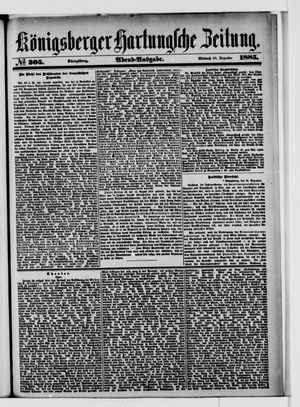Königsberger Hartungsche Zeitung vom 30.12.1885