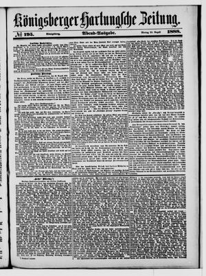 Königsberger Hartungsche Zeitung vom 20.08.1888