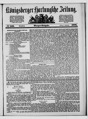 Königsberger Hartungsche Zeitung vom 14.09.1888